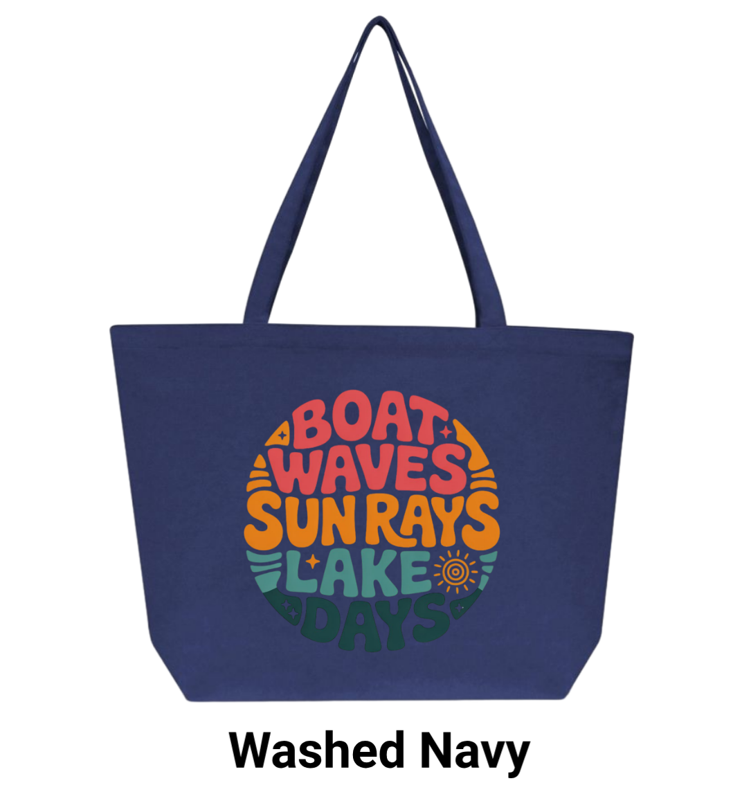 Boat Waves Sun Rays and Lake Days Tote