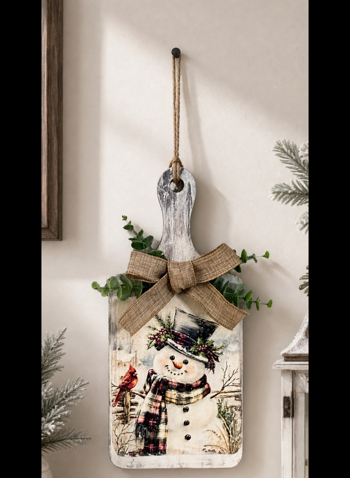 Snowman Cutting Board Art