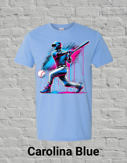 Pink & Blue Drip Baseball Player