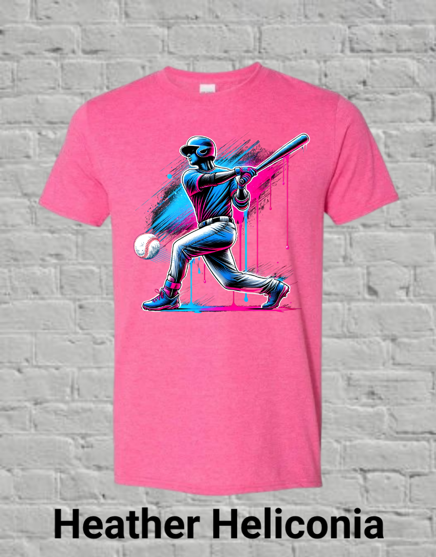 Pink & Blue Drip Baseball Player