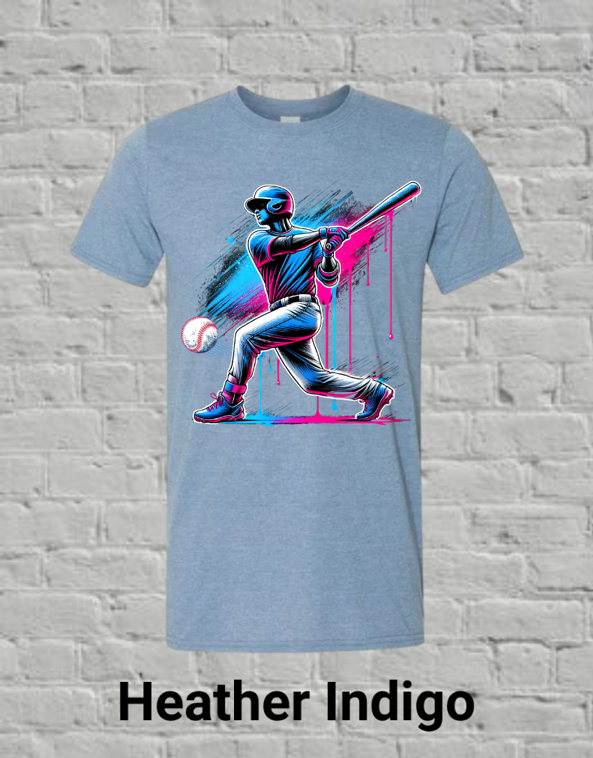 Pink & Blue Drip Baseball Player