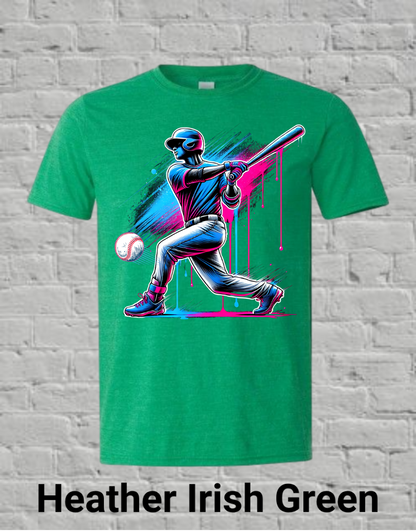 Pink & Blue Drip Baseball Player