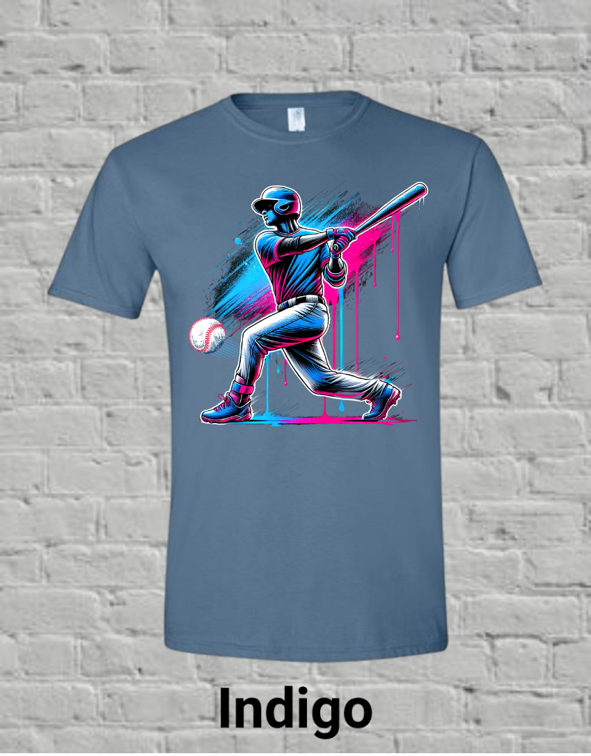 Pink & Blue Drip Baseball Player