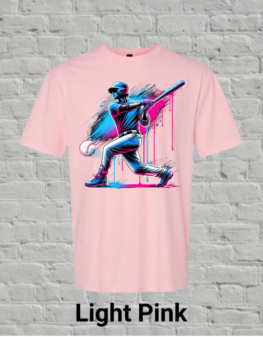 Pink & Blue Drip Baseball Player