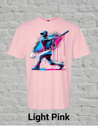 Pink & Blue Drip Baseball Player