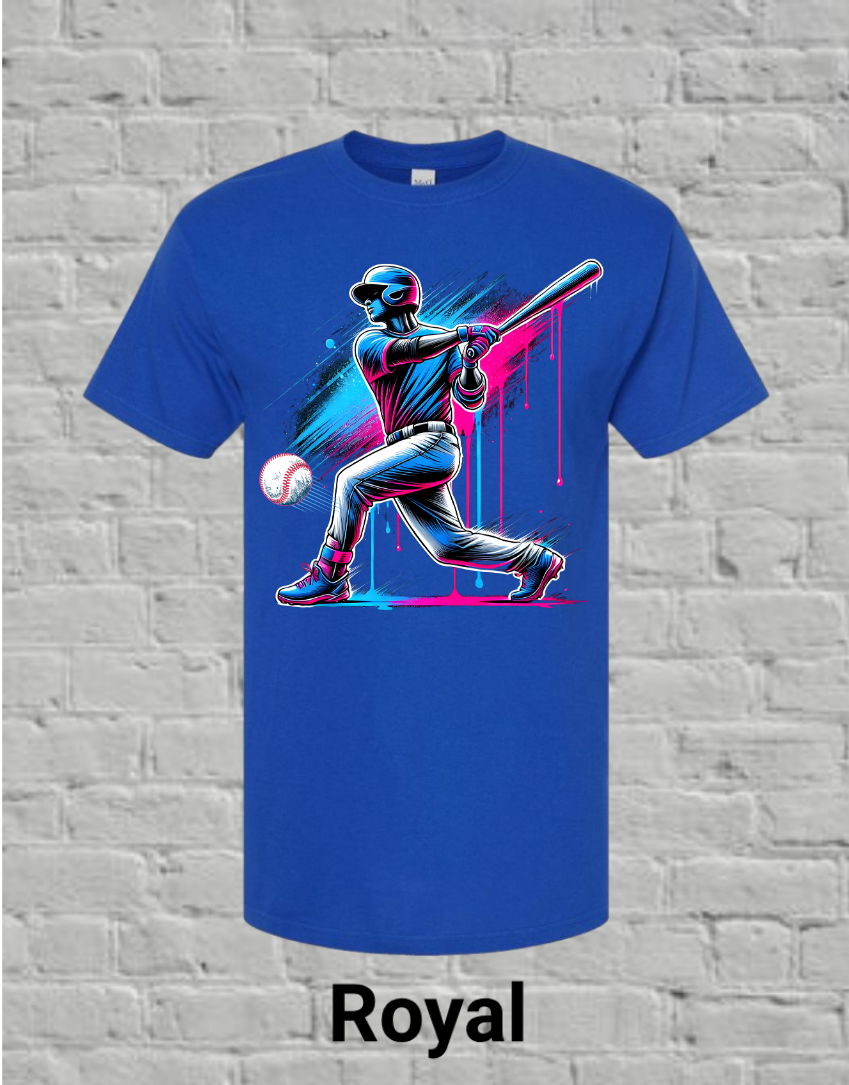 Pink & Blue Drip Baseball Player