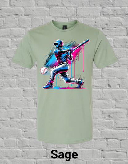Pink & Blue Drip Baseball Player