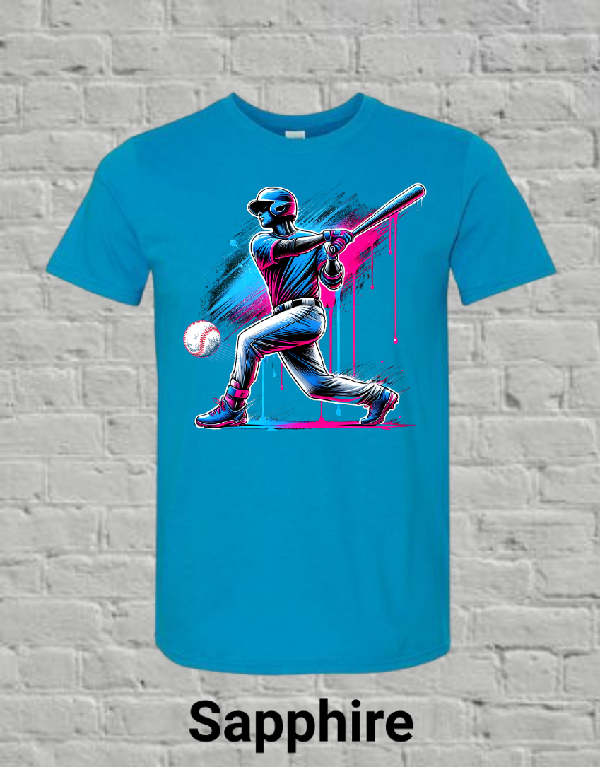 Pink & Blue Drip Baseball Player