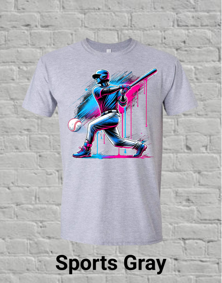 Pink & Blue Drip Baseball Player