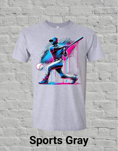 Pink & Blue Drip Baseball Player