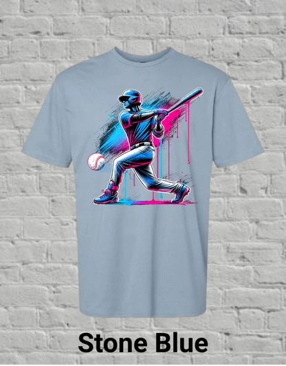 Pink & Blue Drip Baseball Player