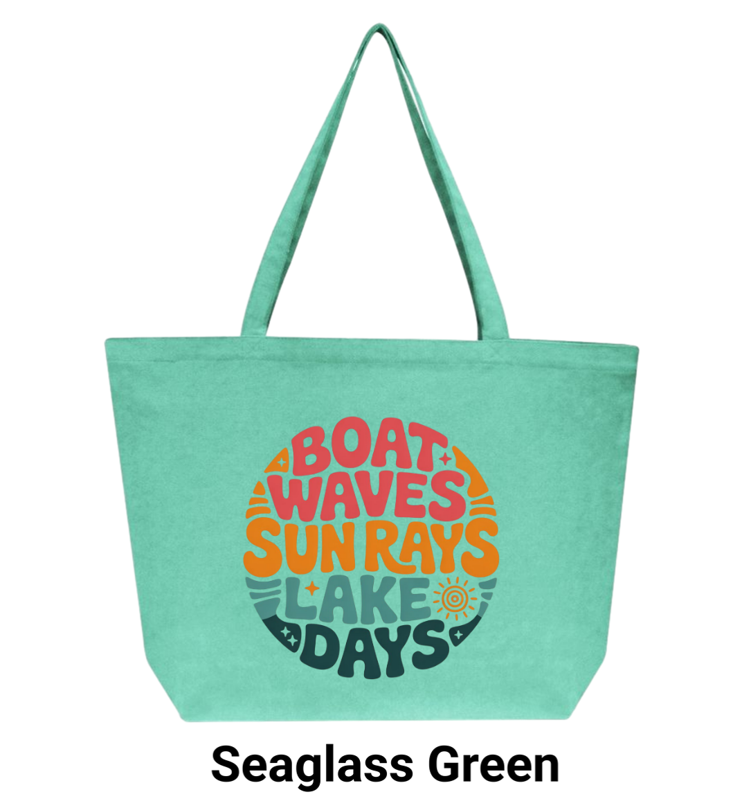 Boat Waves Sun Rays and Lake Days Tote