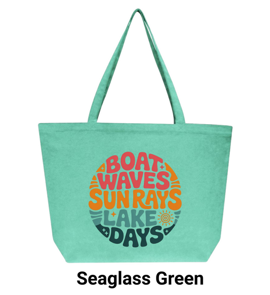Boat Waves Sun Rays and Lake Days Tote