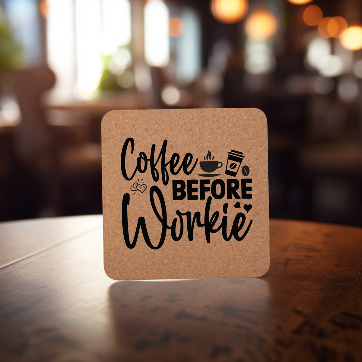 Coffee Before Workie square Coaster