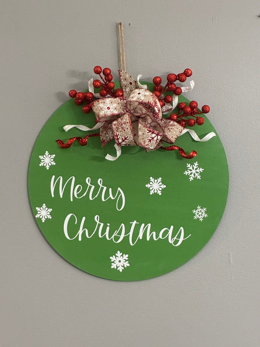 Green Merry Christmas Sign/Wreath