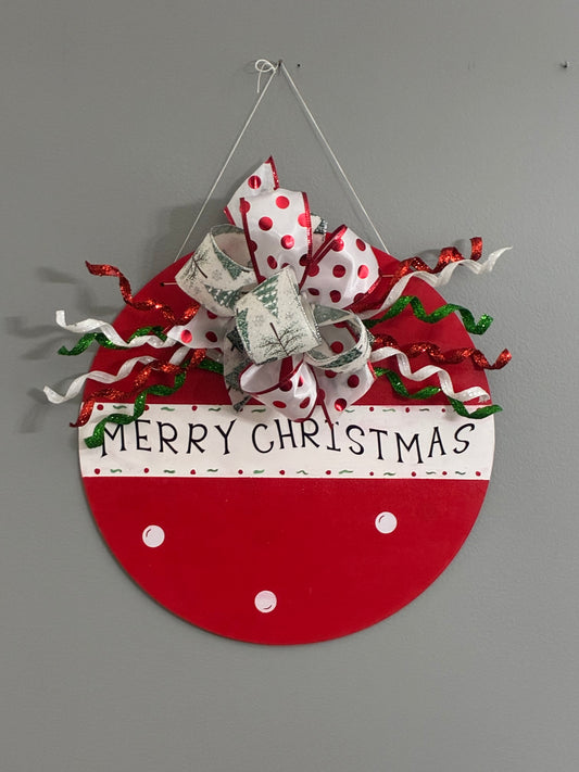 Red and White Merry Christmas Sign/Wreath