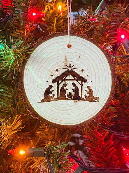 Manger #2 Wood Ornament or Cork Coasters