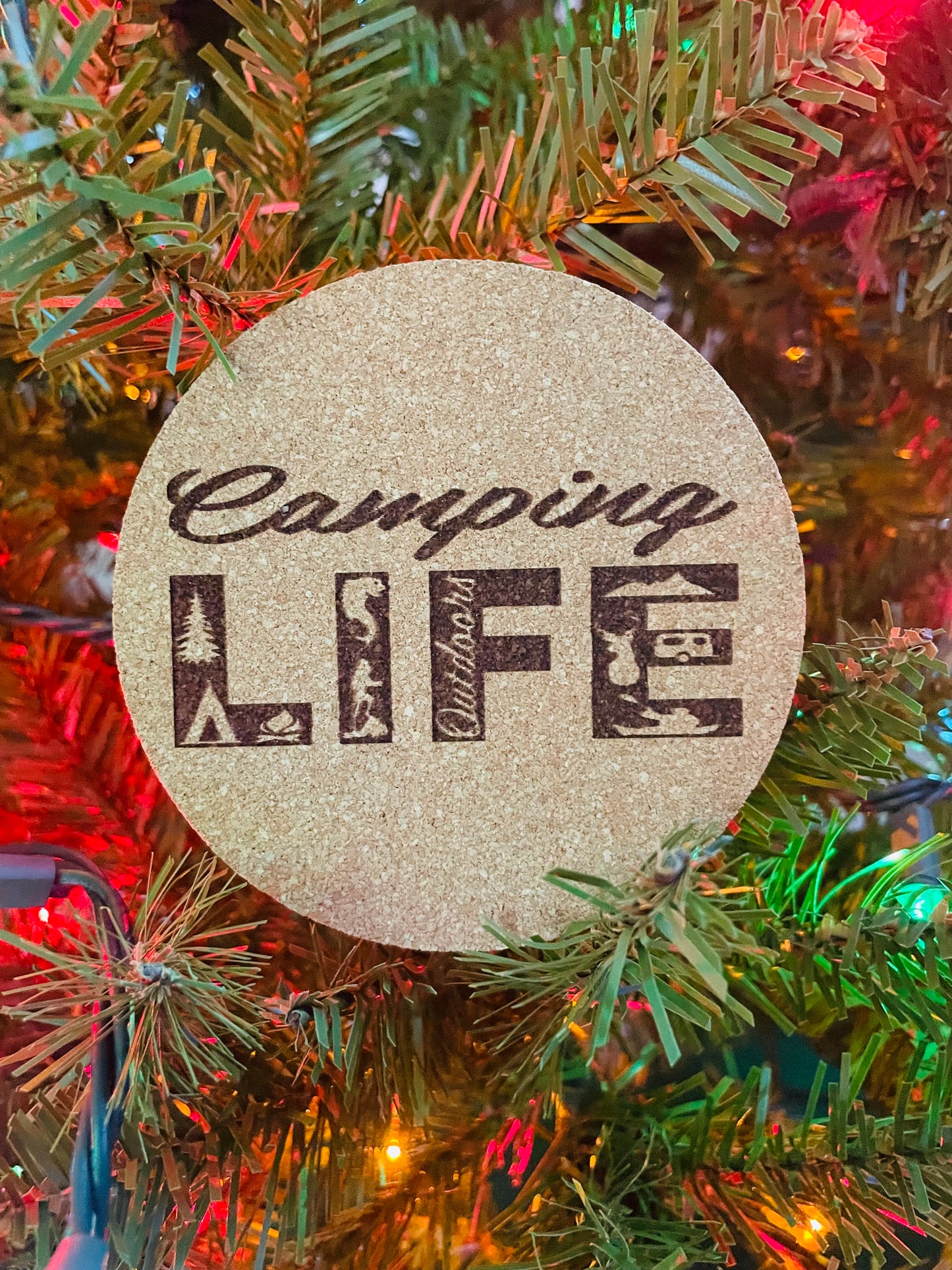 Camp Life Wood Ornament or Cork Coasters