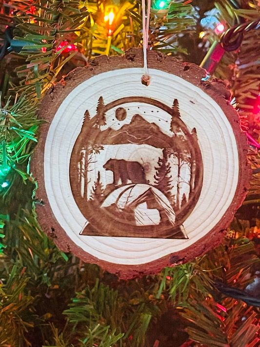 Mountain Bear Wood Ornament or Cork Coasters