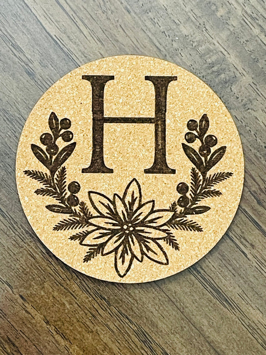 Initial Wood Ornament or Cork Coasters
