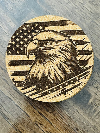 Eagle Wood Ornament or Cork Coasters