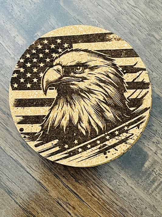 Eagle Wood Ornament or Cork Coasters