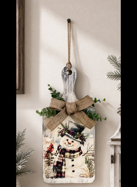 Snowman Cutting Board Art