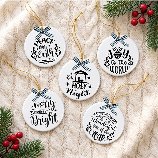 White Christmas Ornament Set of 5