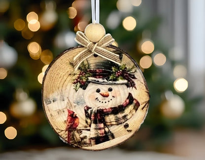 Vintage Snowman Wood Ornament